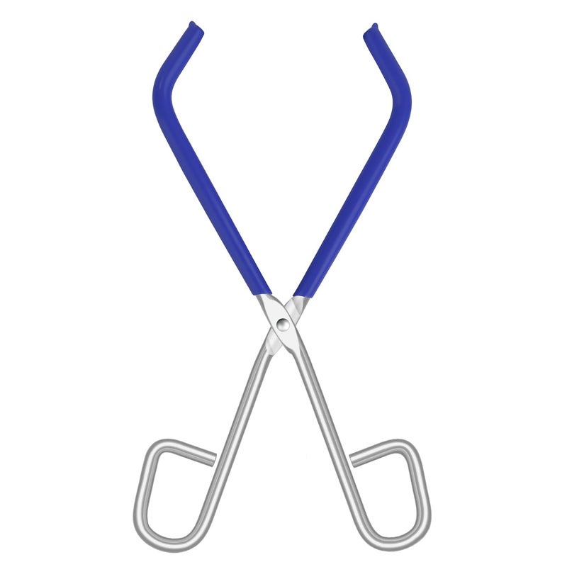 LINVO Lab Beaker Tongs with Blue Rubber Coated Ends, Chrome Plated Steel Clamping Tools for 50mL - 2000mL Capacity - Image 1
